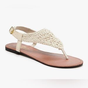 Woven T-Strap Women’s Sandal in Cream